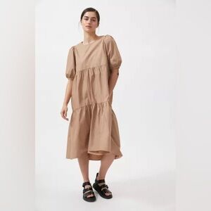 Mink Pink Puff Sleeve Judy Dress in Tan